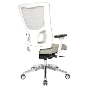 ProGrid® White Mesh High Back Chair, Dove Ivory Padded Seat