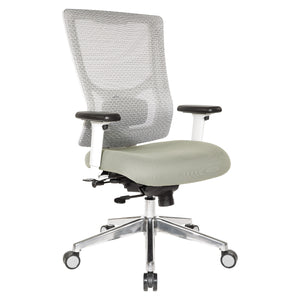 ProGrid® White Mesh High Back Chair, Dove Ivory Padded Seat