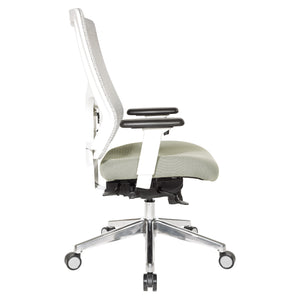 ProGrid® White Mesh High Back Chair, Dove Ivory Padded Seat