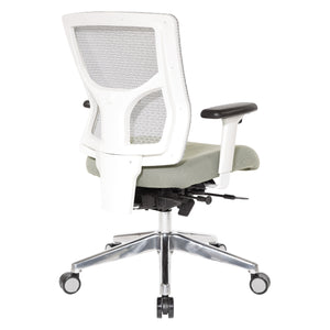 ProGrid® White Mesh Mid Back Chair, Padded Dove Ivory Seat