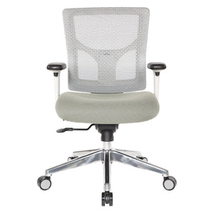 ProGrid® White Mesh Mid Back Chair, Padded Dove Ivory Seat