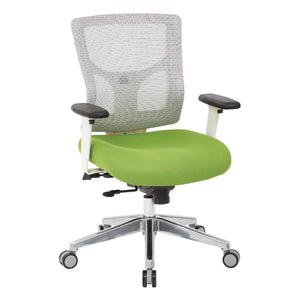 ProGrid® White Mesh Mid Back Chair, Padded Fun Colors Fabric Seat