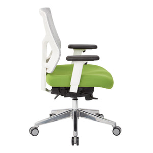 ProGrid® White Mesh Mid Back Chair, Padded Fun Colors Fabric Seat