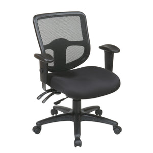 ProGrid Mesh Back Ergonomic Task Chair with Adjustable Arms, Padded Fabric Seat, Dual-Function Control