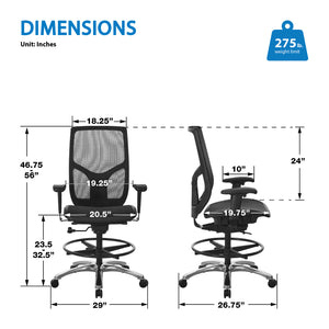 ProGrid® Mesh Back Drafting Chair with Black ProGrid Mesh Seat