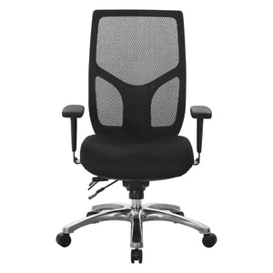 ProGrid® Mesh High-Back Manager's Chair with Padded Fabric Seat, Multi-Function Control