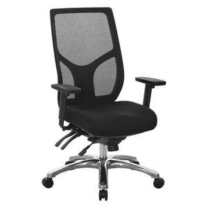 ProGrid® Mesh High-Back Manager's Chair with Padded Fabric Seat, Multi-Function Control