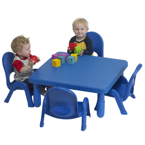 Toddler MyValue™ Table and Chair Set - 28" Square x 12"-High Royal Blue Table with 4 Matching 5"-High Chairs
