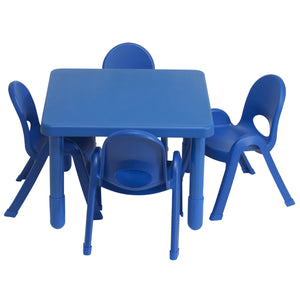 Toddler MyValue™ Table and Chair Set - 28" Square x 20"-High Royal Blue Table with 4 Matching 11"-High Chairs