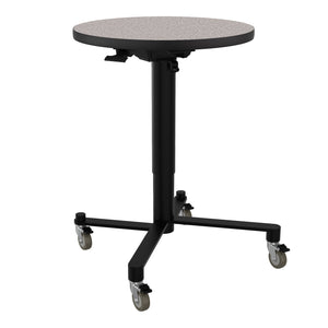 Adjustable Height Round Mobile Nesting Café Table, Particleboard Core, High Pressure Laminate Top with T-Mold Edge