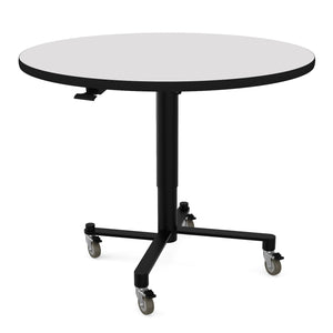 Adjustable Height Round Mobile Nesting Café Table, MDF Core, Whiteboard Top with ProtectEdge