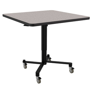 Adjustable Height Square Mobile Nesting Café Table, Particleboard Core, High Pressure Laminate Top with T-Mold Edge