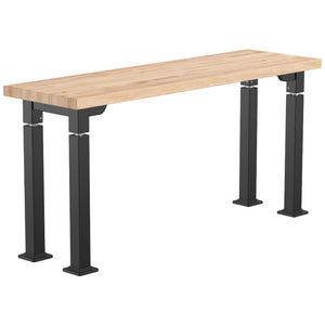 Adjustable Height Science Table with Designer Steel Frame, Butcherblock Top