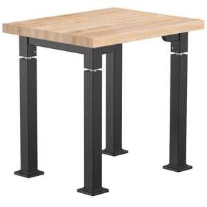 Adjustable Height Science Table with Designer Steel Frame, Butcherblock Top