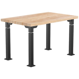 Adjustable Height Science Table with Designer Steel Frame, Butcherblock Top