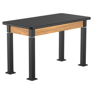 Adjustable Height Wood Frame Science Lab Table, Black High Pressure Laminate Top with Particleboard Core and T-Mold Edge