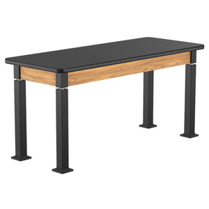 Adjustable Height Wood Frame Science Lab Table, Black High Pressure Laminate Top with Particleboard Core and T-Mold Edge