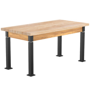 Adjustable Height Wood Frame Science Lab Table, Butcherblock Top