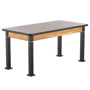 Adjustable Height Wood Frame Science Lab Table, Supreme High Pressure Laminate Top with Particleboard Core and T-Mold Edge