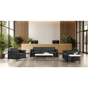 Arctic Armchair with USB and USB-C Charging Station, Black Faux Leather Upholstery