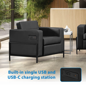 Arctic Armchair with USB and USB-C Charging Station, Silver Ion Technology Dillon Fabric Upholstery