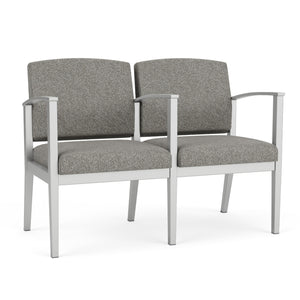 Amherst Steel Collection Reception Seating, 2 Seats with Center Arm, Standard Fabric Upholstery, FREE SHIPPING