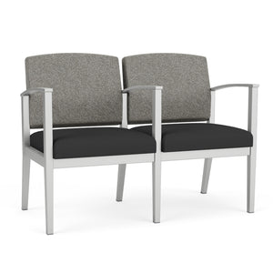 Amherst Steel Collection Reception Seating, 2 Seats with Center Arm, Standard Fabric Upholstery, FREE SHIPPING