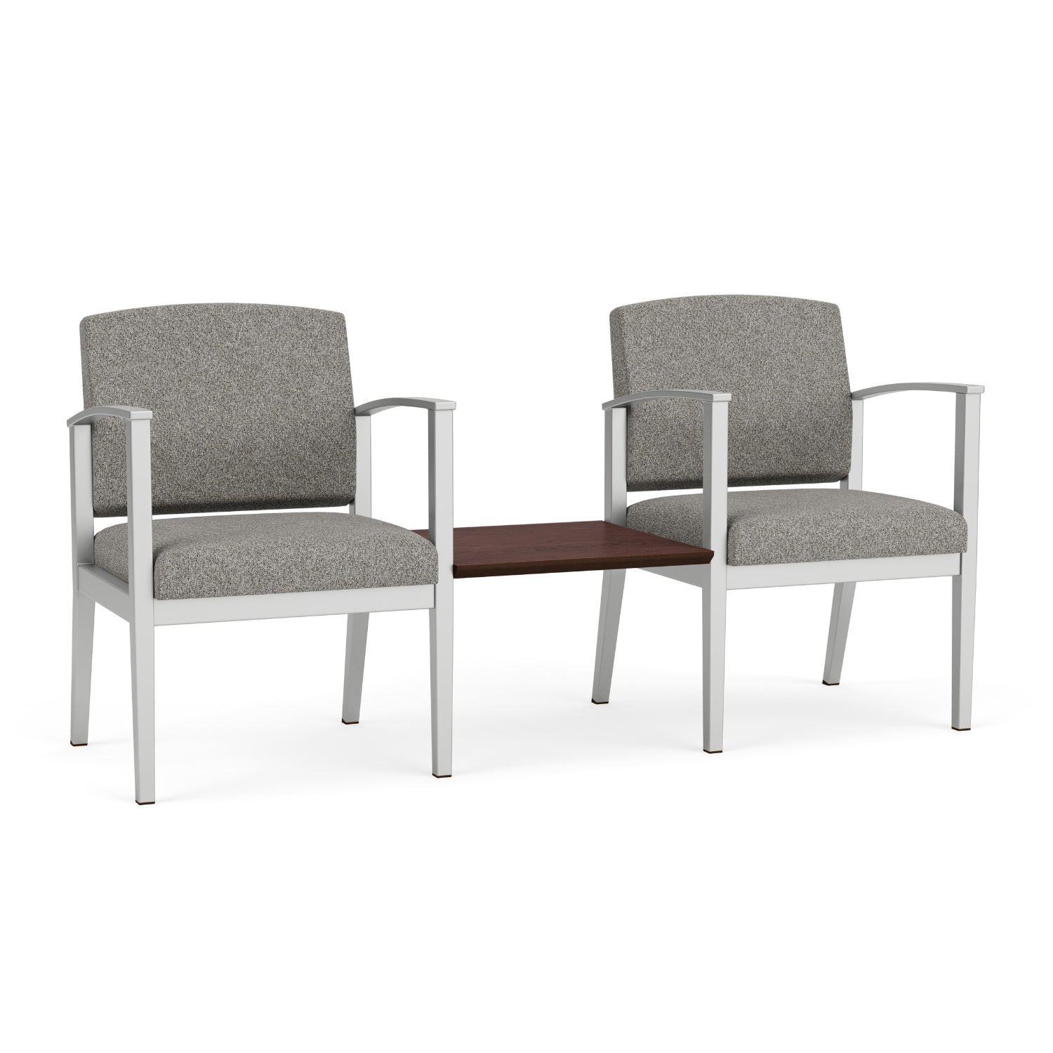 Amherst Steel Collection Reception Seating, 2 Chairs with Connecting Center Table, Standard Fabric Upholstery, FREE SHIPPING