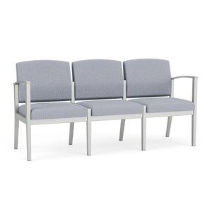 Amherst Steel Collection Reception Seating, 3-Seat Sofa, Designer Fabric Upholstery, FREE SHIPPING