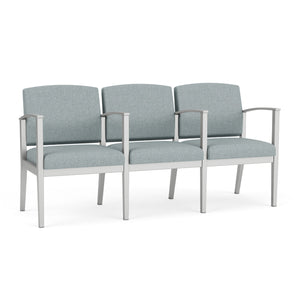 Amherst Steel Collection Reception Seating, 3 Seats with Center Arms, Healthcare Vinyl Upholstery, FREE SHIPPING