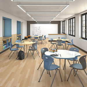 Imagination Station 36 x 72" Kidney Activity Table with Dry Erase Markerboard Top, Modern Classic Adjustable Height Legs