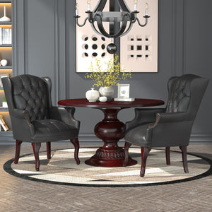 Traditional Wingback Guest Chair with Black Caressoft Vinyl Upholstery