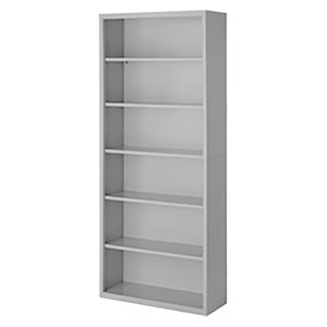Herculite Metal Bookcase with 5 Adjustable Shelves, 36" W x 13" D x 84" H