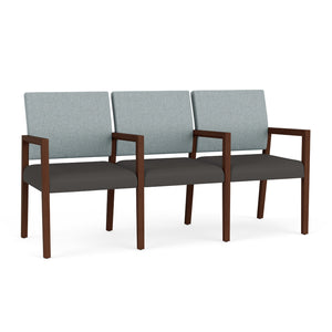 Brooklyn Collection Reception Seating, 3 Seats with Center Arms, Healthcare Vinyl Upholstery, FREE SHIPPING