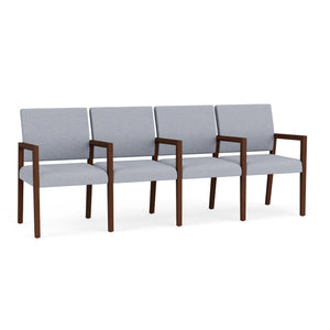 Brooklyn Collection Reception Seating, 4 Seats with Center Arms, Designer Fabric Upholstery, FREE SHIPPING