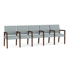 Brooklyn Collection Reception Seating, 5 Seats with Center Arms, Healthcare Vinyl Upholstery, FREE SHIPPING