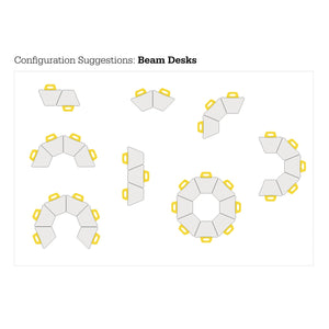 Hierarchy Beam Desk + Porcelain Steel Dry Erase Whiteboard Top, 34.4" W x 23.9" D, LIFETIME WARRANTY