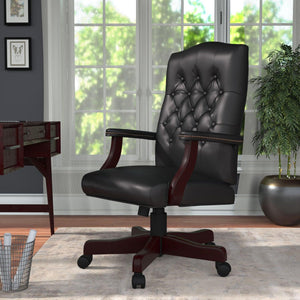 Traditional Executive Chair with Black Caressoft Vinyl Upholstery