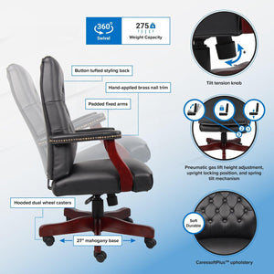 Traditional Executive Chair with Black Caressoft Vinyl Upholstery