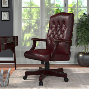 Traditional Executive Chair with Oxblood Caressoft Vinyl Upholstery