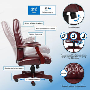 Traditional Executive Chair with Oxblood Caressoft Vinyl Upholstery
