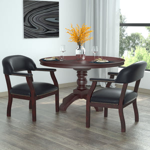 Traditional Captain's Guest Chair with Black Caressoft Vinyl Upholstery