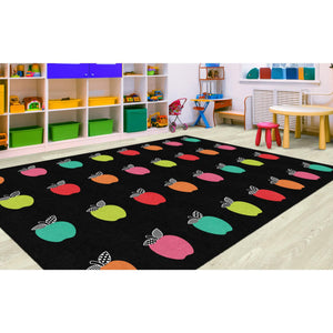 Schoolgirl Style Black, White & Stylish Brights Apple Sit Spot Rugs