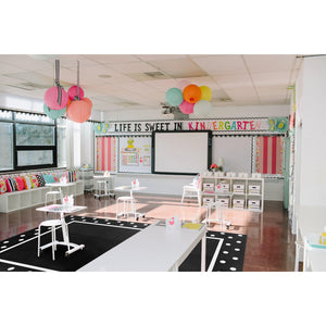 Schoolgirl Style Simply Stylish Tropical Black & White Polka Dot Border Rugs