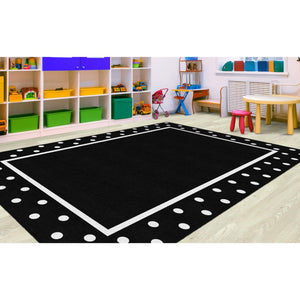 Schoolgirl Style Simply Stylish Tropical Black & White Polka Dot Border Rugs