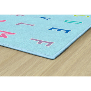 Schoolgirl Style Alphabet On Blue Criss Cross Rugs