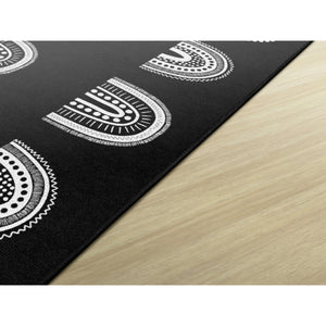 Schoolgirl Style Boho Rainbow Black Criss Cross Applesauce Rug, 7'6" x 12' Rectangle