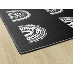 Schoolgirl Style Boho Rainbow Black Criss Cross Applesauce Rug, 7'6" x 12' Rectangle