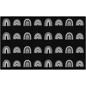 Schoolgirl Style Boho Rainbow Black Criss Cross Applesauce Rug, 7'6" x 12' Rectangle