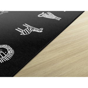 Schoolgirl Style Black & White Safari Animals Criss Cross Applesauce Rug, 7'6" x 12' Rectangle